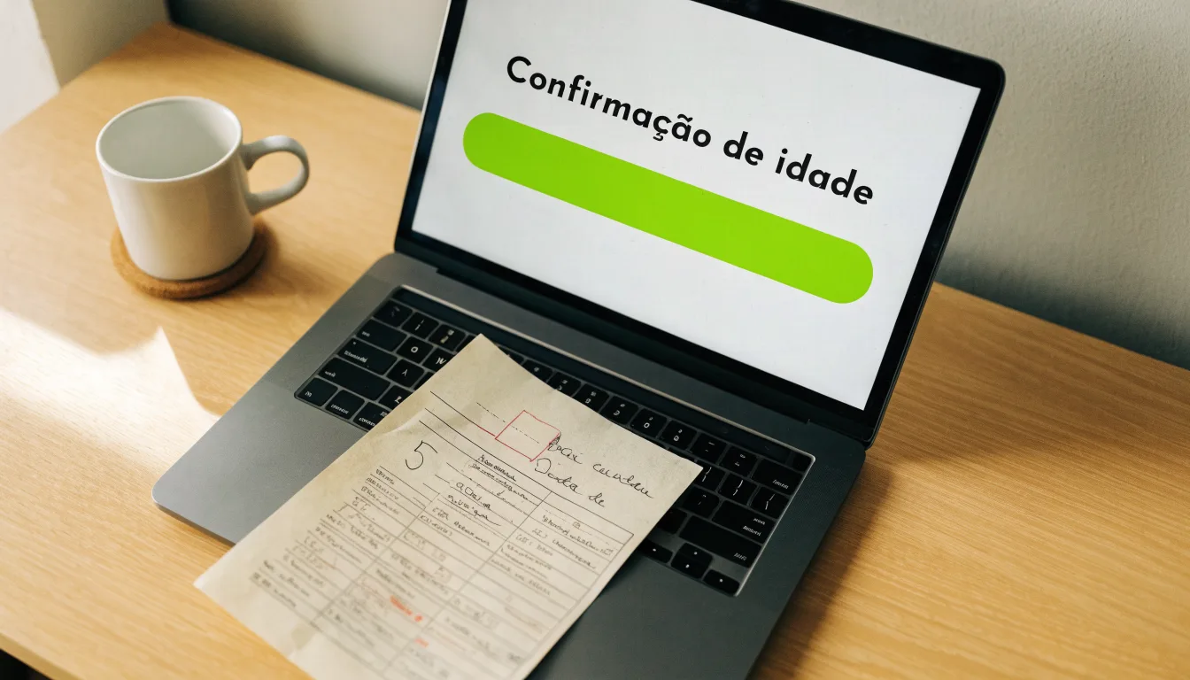 Uma folha de licença em papel com um selo vermelho, pousada numa secretária de madeira ao lado de uma caneta