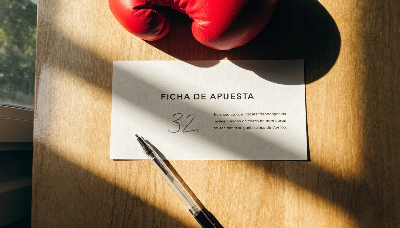 Uma bola de futebol pousada sobre um talão de apostas em branco numa mesa de madeira, à luz do dia
