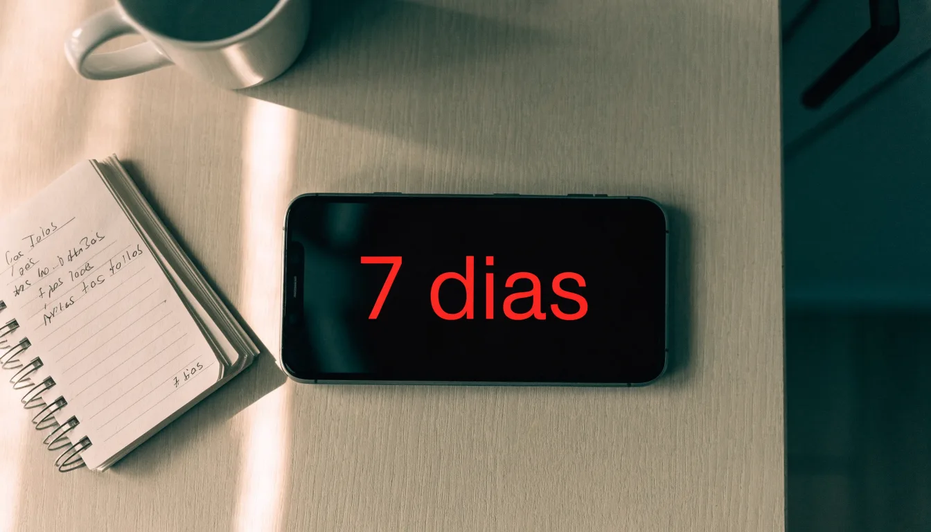 Um cartão de cidadão pousado ao lado de um telemóvel com um temporizador no ecrã, numa mesa de cozinha